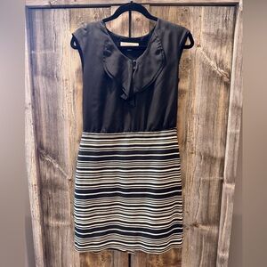 LOF Black Top with Striped Skirt Midi Dress